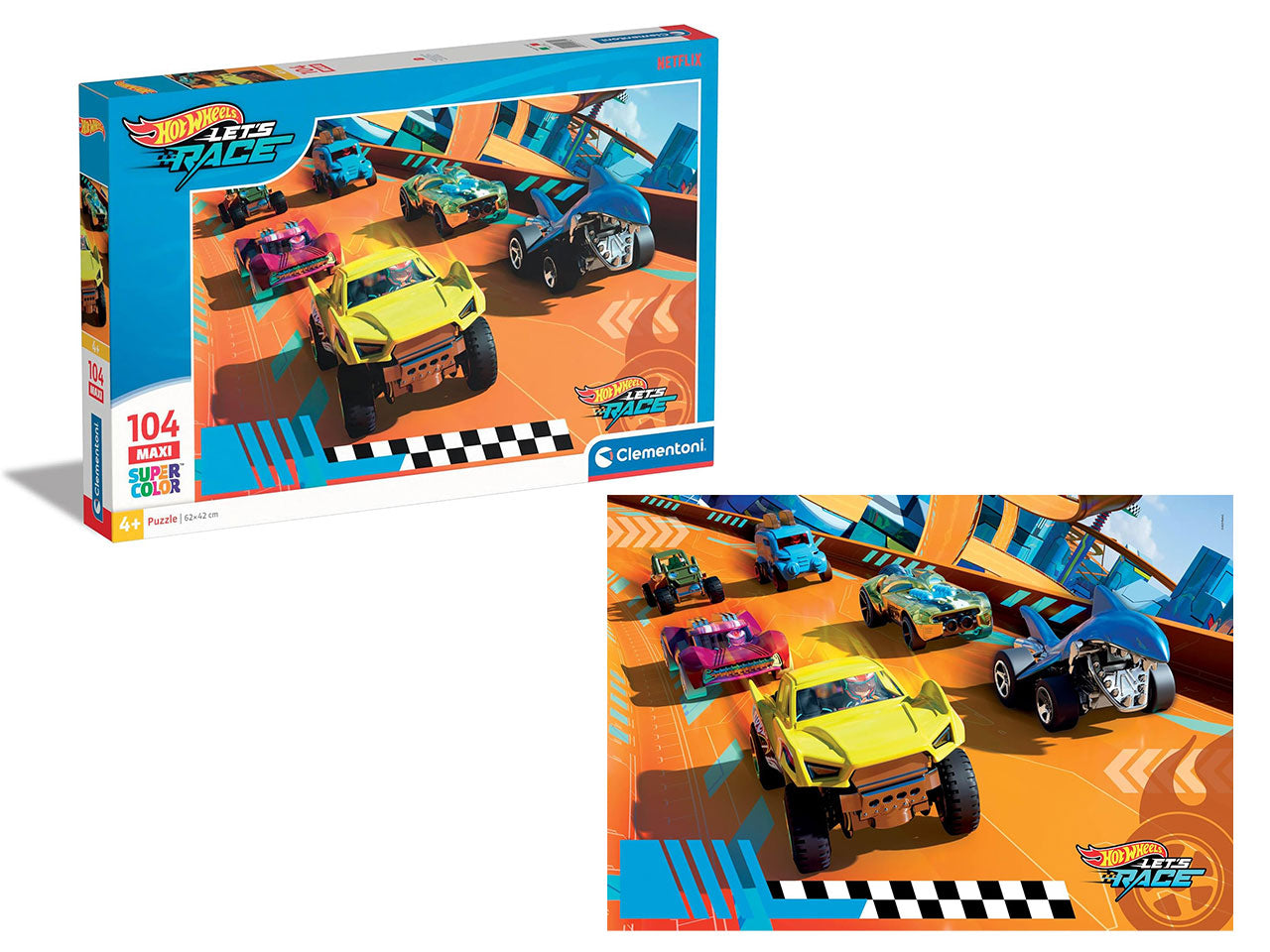 Puzzle 104 pezzi maxi hotwheels