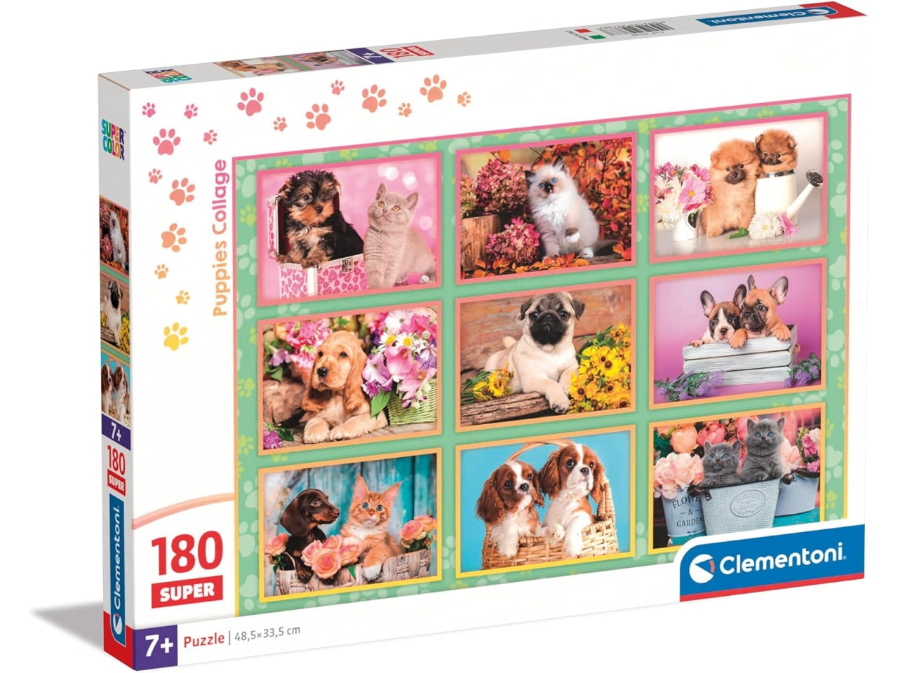 Clementoni Puzzle 180 pezzi Super Noli Puppies Collage, Collage di animali per bambini 7+