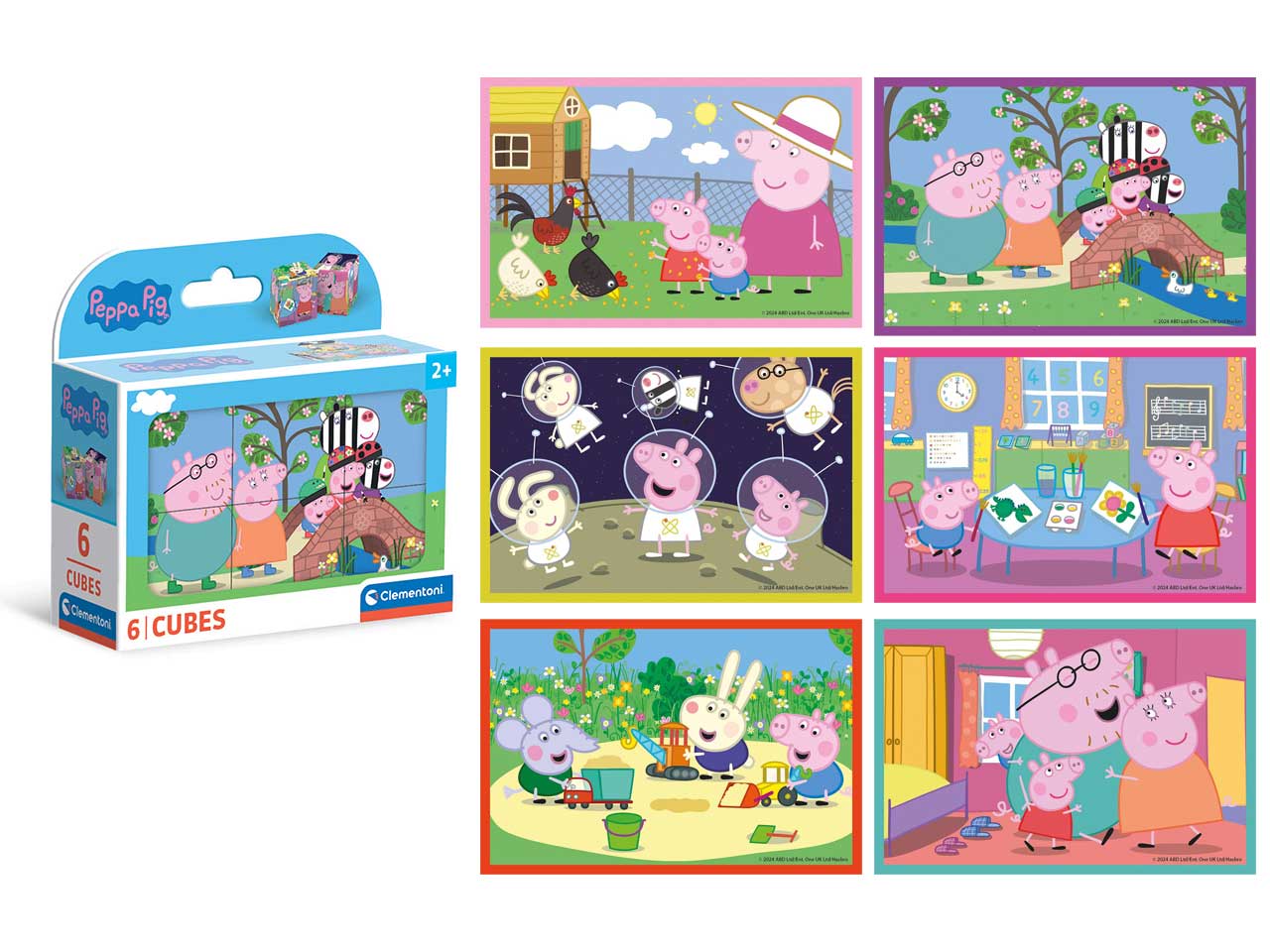 Puzzle 6 cubi Peppa Pig in cartone, 12x8 cm, 2+ anni, Made in Italy - Clementoni