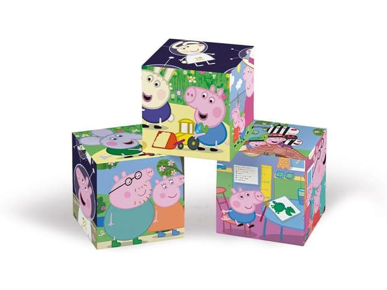 Puzzle 6 cubi Peppa Pig in cartone, 12x8 cm, 2+ anni, Made in Italy - Clementoni