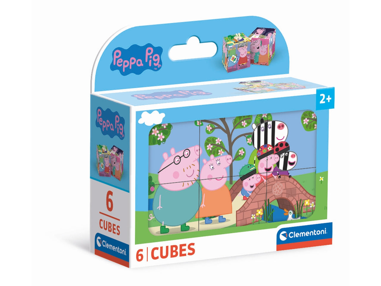 Puzzle 6 cubi Peppa Pig in cartone, 12x8 cm, 2+ anni, Made in Italy - Clementoni