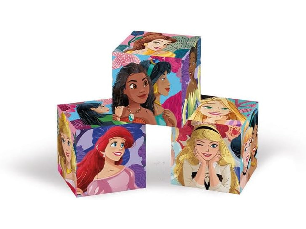 Puzzle 6 cubi Disney Princess in cartone, 12x8 cm, 2+ anni, Made in Italy - Clementoni