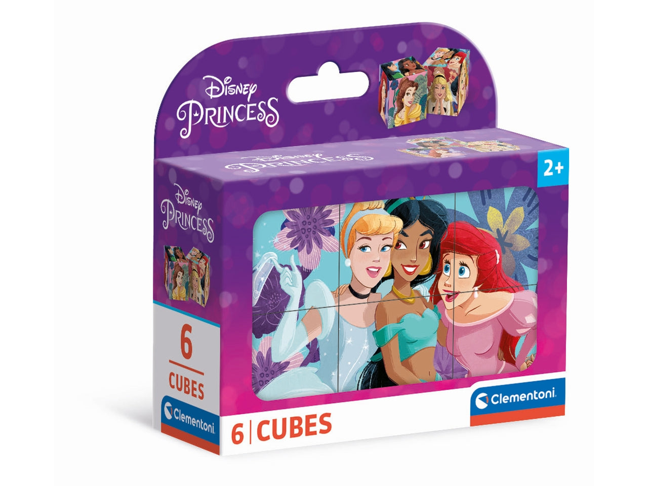 Puzzle 6 cubi Disney Princess in cartone, 12x8 cm, 2+ anni, Made in Italy - Clementoni