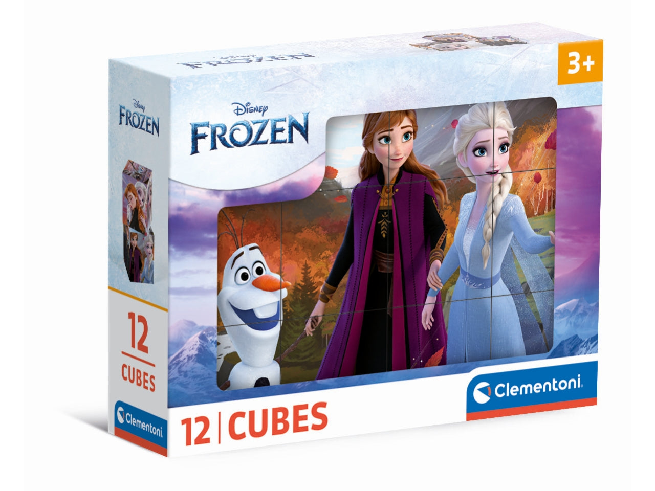 Puzzle 12 cubi Frozen in cartone, 12x8 cm, 3+ anni, Made in Italy - Clementoni