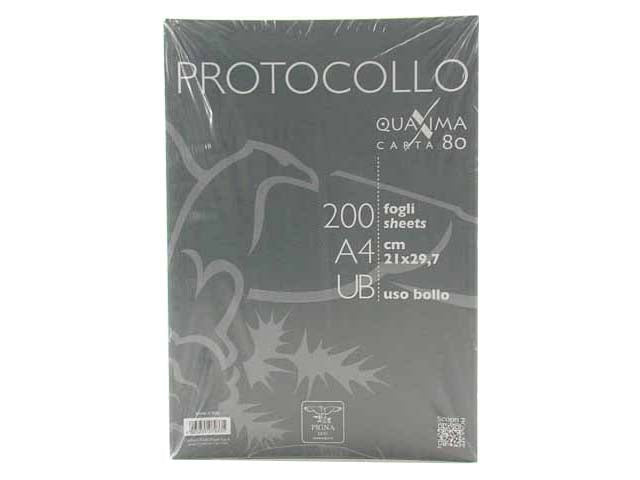 Risma fogli a4 pigna in colore bianco misura 210x297mm 80gr rigatura uso bollo - la confezione comprende 200 fogli