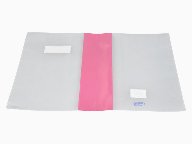 Copertina coprimax in polipropilene liscio 140gr con dorso colorato rosa rinforzato e portanome formato A4 misura 21x30cm