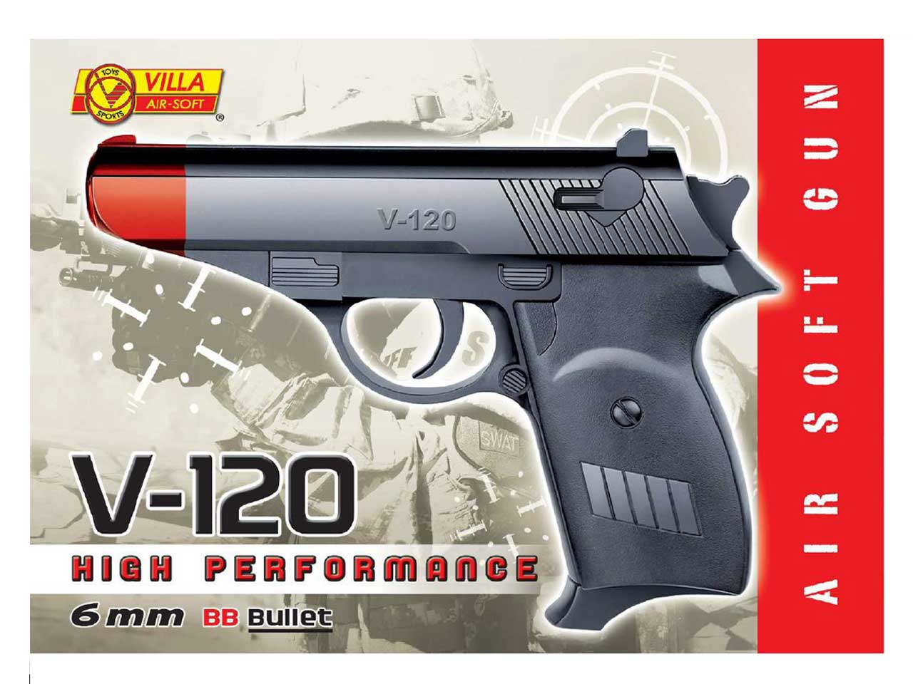 Pistola v-120 air soft calibro 6 mm