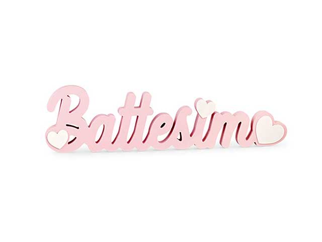 Scritta battesimo rosa 28797m