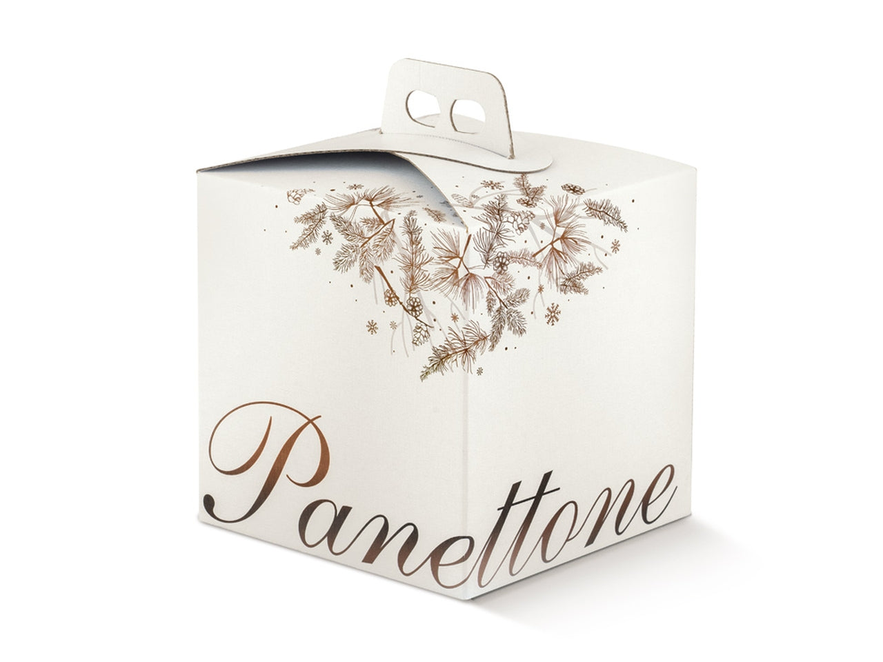 Scatola regalo porta panettone effetto lino bianco e marrone 24,5x24,5x19 cm - Scotton