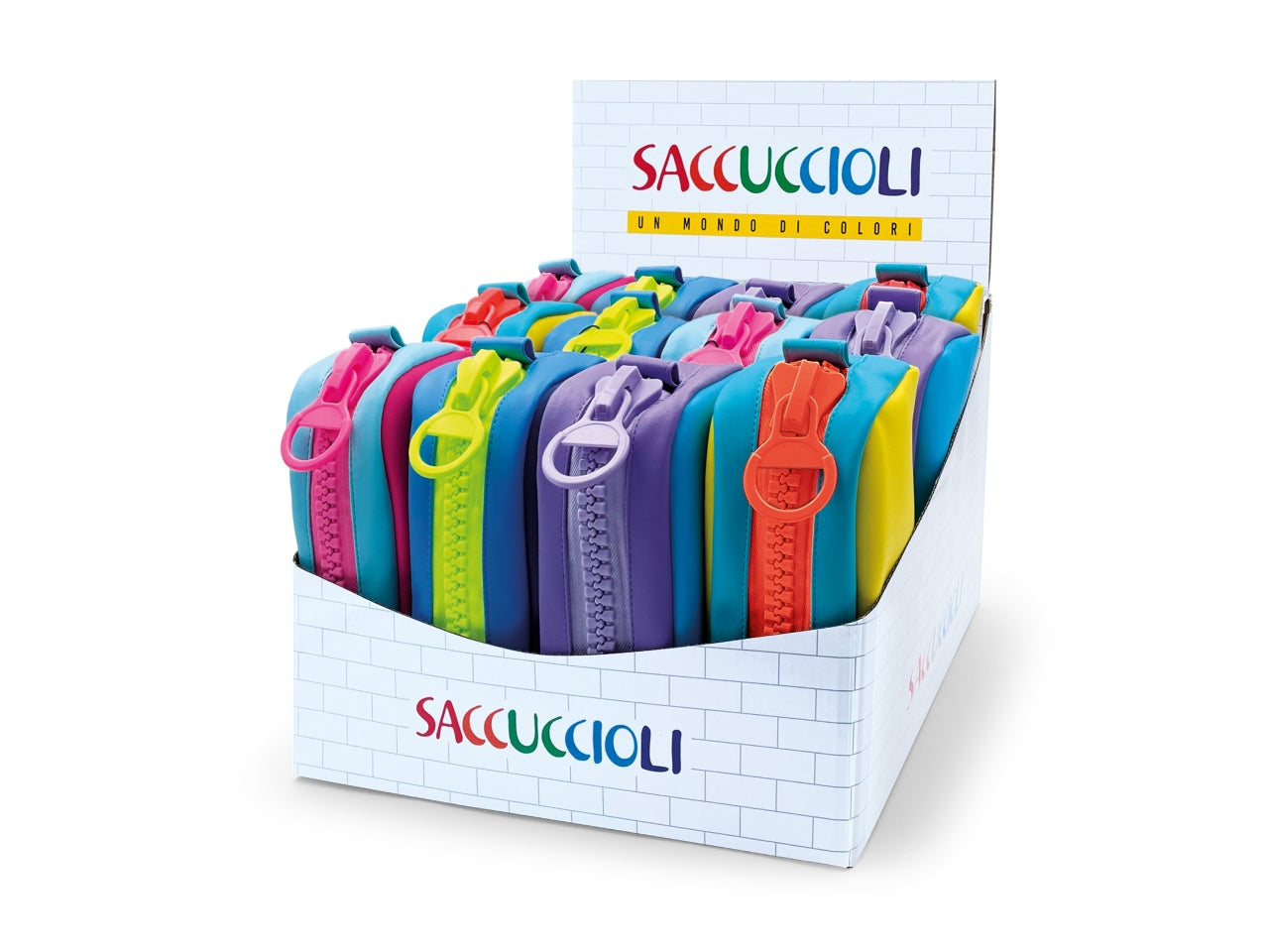 Astuccio scuola assortiti in similpelle con chiusura mega zip - Saccuccioli