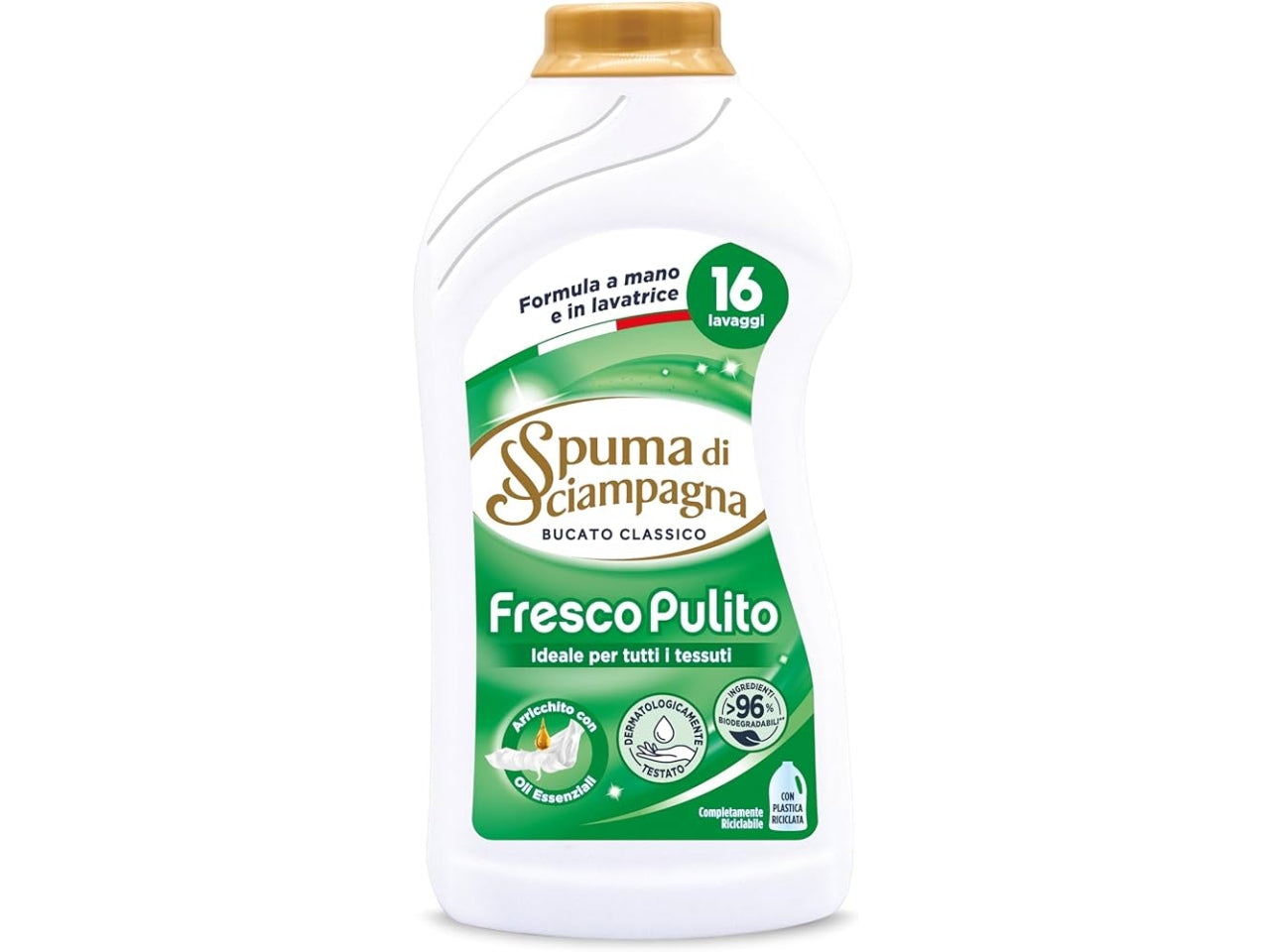 Spuma di sciampagna bucato liquido fresco pulito 16 lavaggi 800ml $