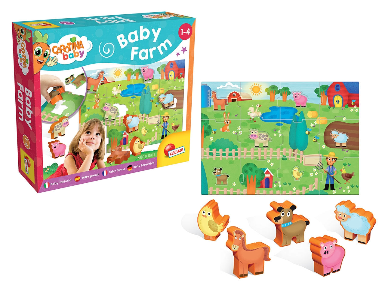 Gioco Educativo Prescolare Carotina Baby Farm - Multicolor, per Bambini 1-4 Anni, Lisciani