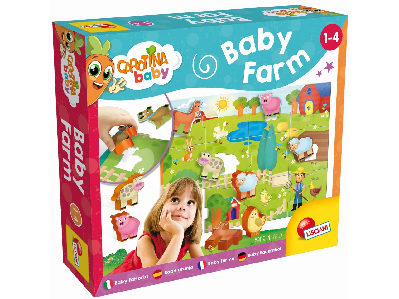 Gioco Educativo Prescolare Carotina Baby Farm - Multicolor, per Bambini 1-4 Anni, Lisciani