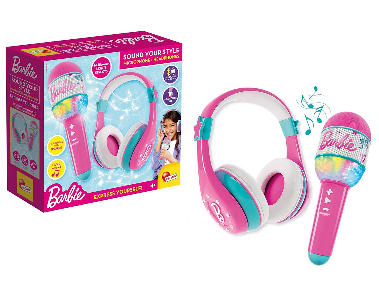 Barbie Microfono con Cuffie luminose per karaoke, gioco per bambine, 4 +