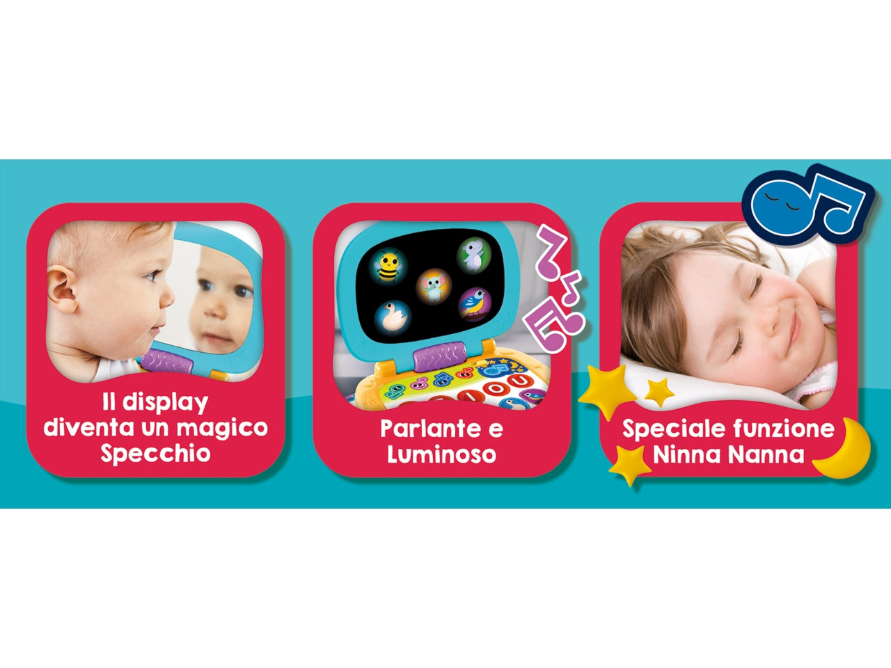 Laptop Educativo Elettronico Carotina Baby - Multicolor, per Bambini da 12 Mesi, Lisciani