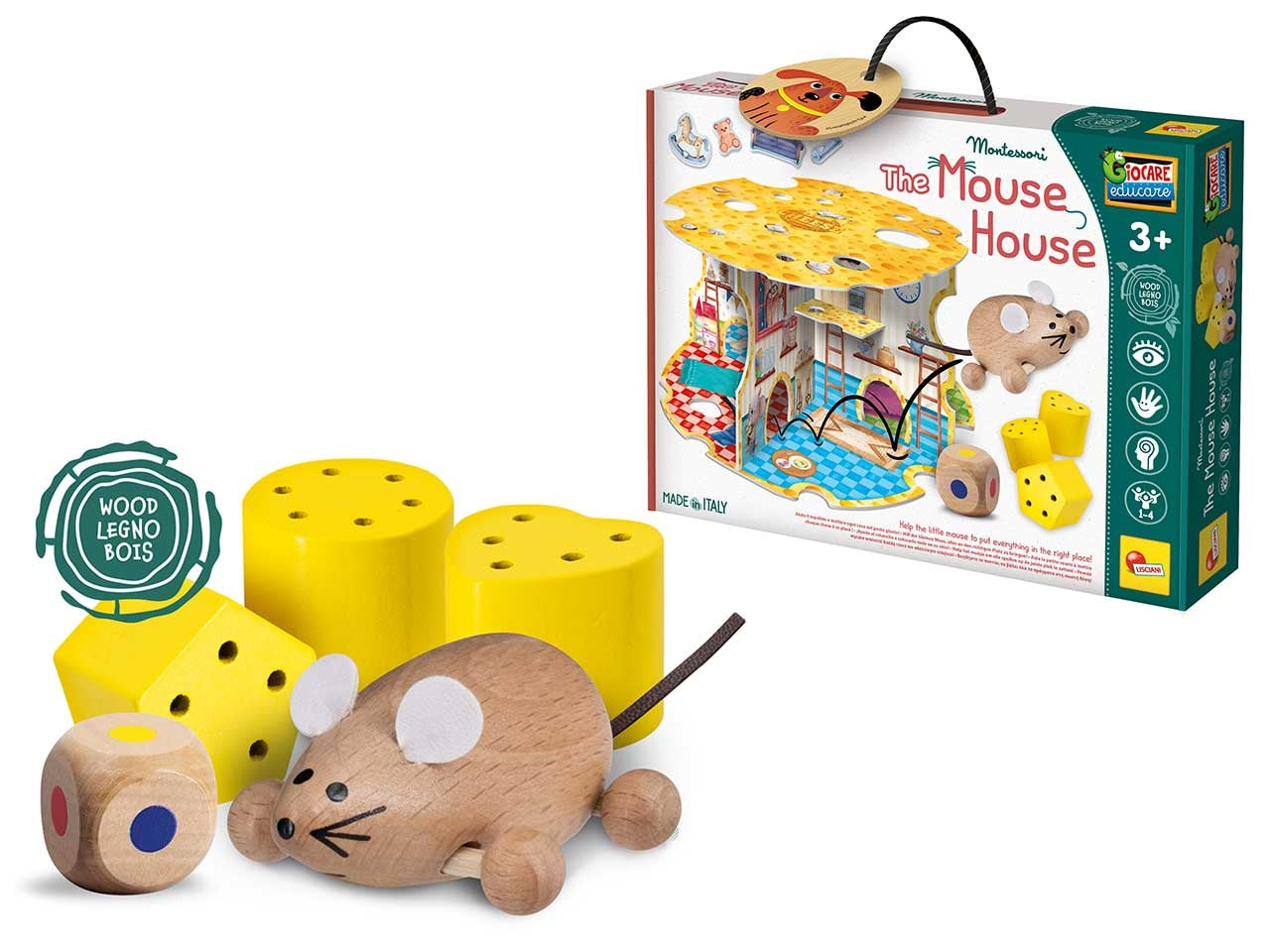 Gioco Educativo Prescolare Montessori Baby Wood The House of the Mouse - Multicolor, per Bambini da 3 Anni, Lisciani