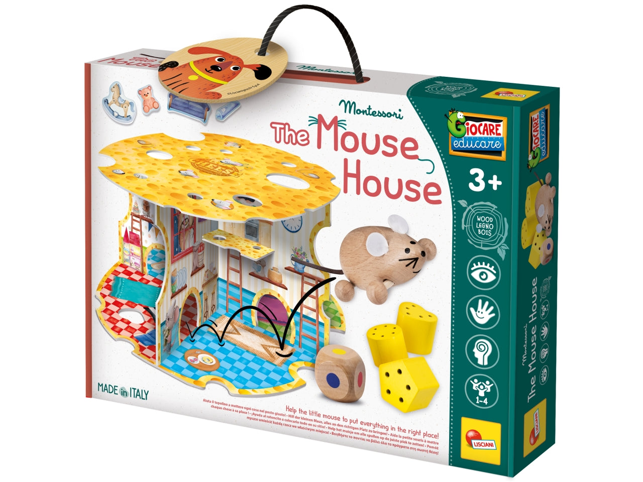 Gioco Educativo Prescolare Montessori Baby Wood The House of the Mouse - Multicolor, per Bambini da 3 Anni, Lisciani