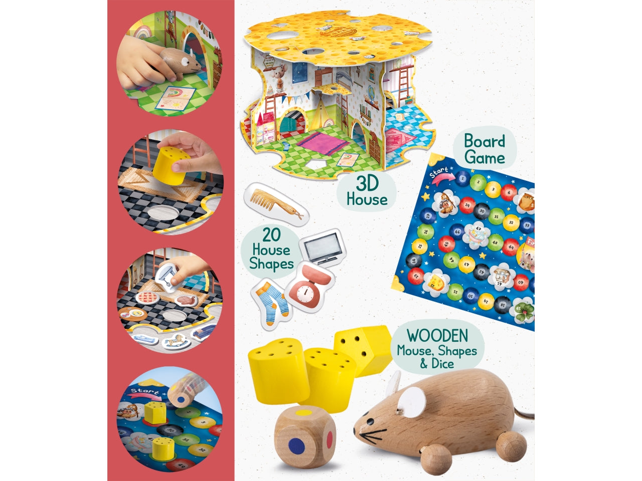 Gioco Educativo Prescolare Montessori Baby Wood The House of the Mouse - Multicolor, per Bambini da 3 Anni, Lisciani