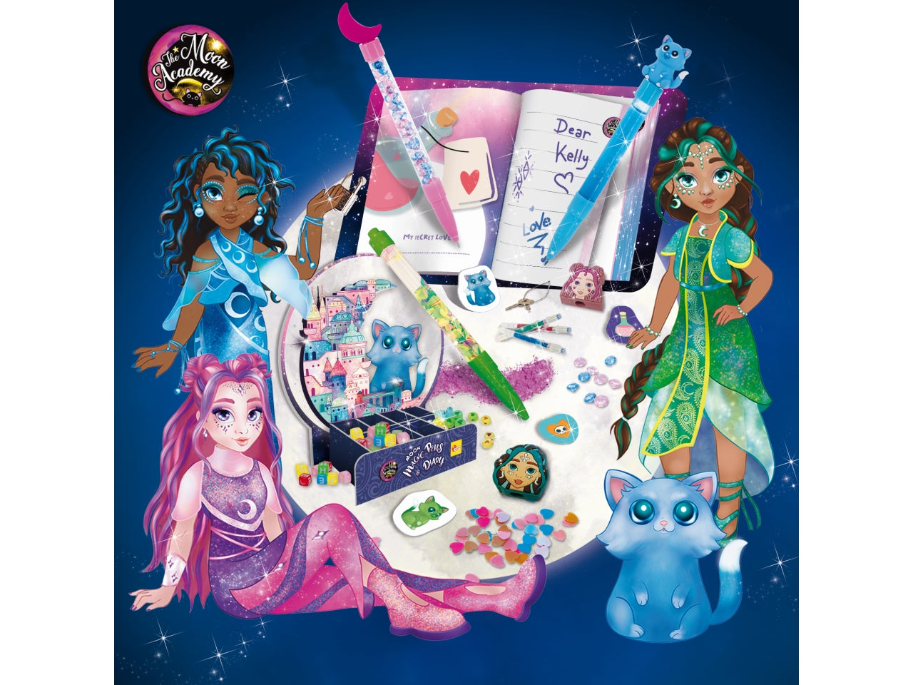 Gioco Creativo The Moon Academy Moon Magic Pens & Diary - Multicolor, per Bambini da 7 Anni, Lisciani