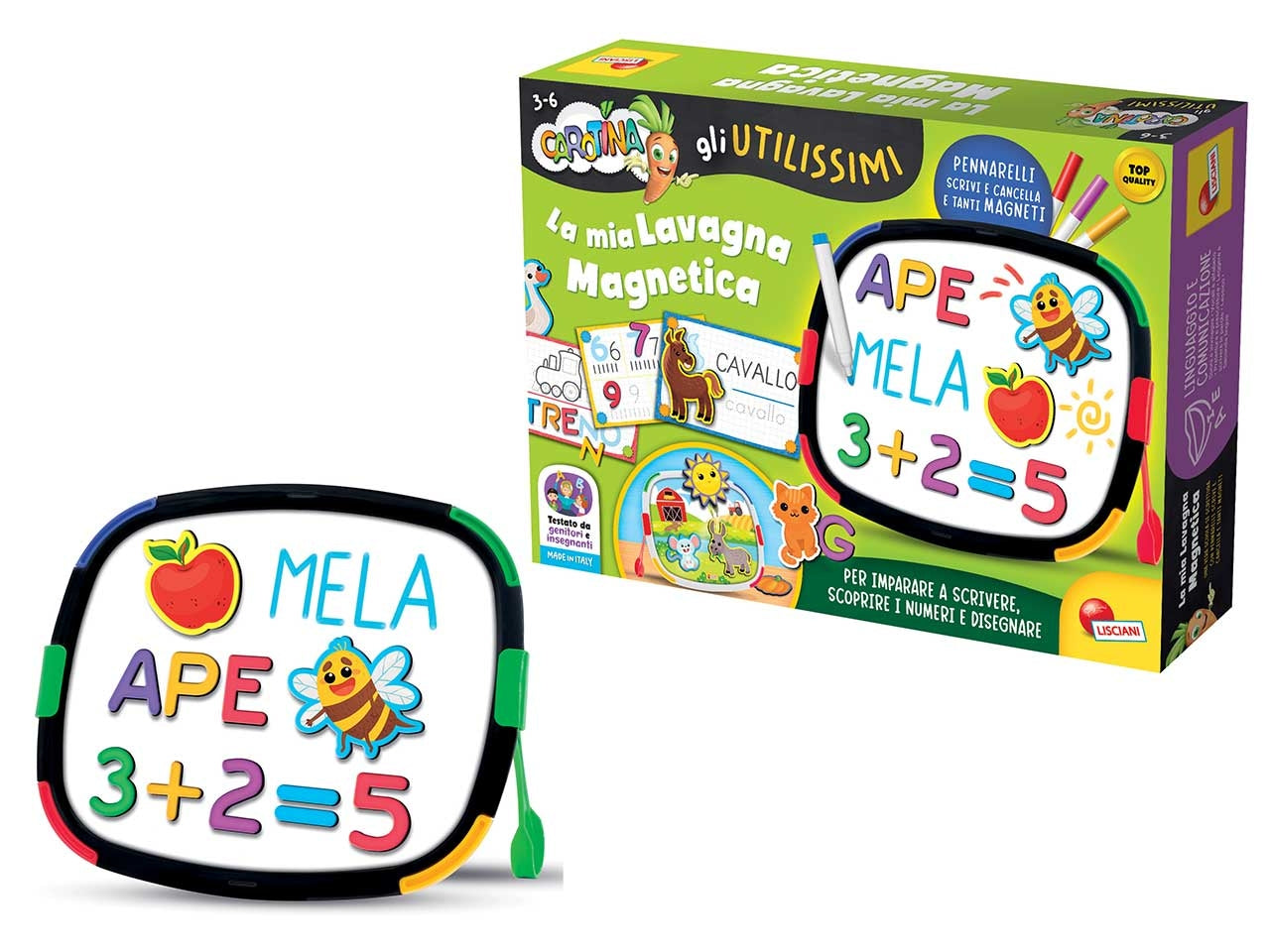 Gioco Educativo Prescolare Carotina Gli Utilissimi Lavagna Magnetica Educativa - Multicolor, per Bambini 3-6 Anni, Lisciani