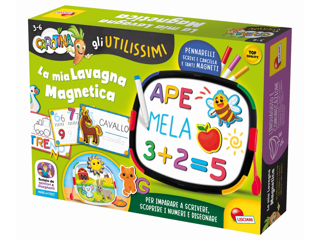 Gioco Educativo Prescolare Carotina Gli Utilissimi Lavagna Magnetica Educativa - Multicolor, per Bambini 3-6 Anni, Lisciani