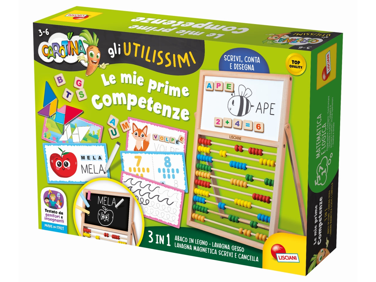 Gioco Educativo Prescolare Carotina Gli Utilissimi Le Mie Prime Competenze - Multicolor, per Bambini 3-6 Anni, Lisciani