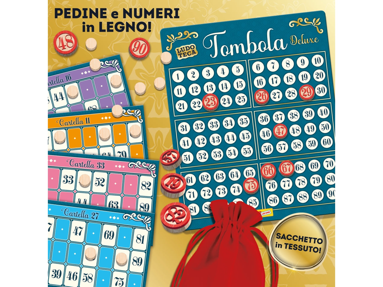 Gioco di Società Ludoteca Tombola - Multicolor, per Bambini e Adulti 6-99 Anni, Lisciani