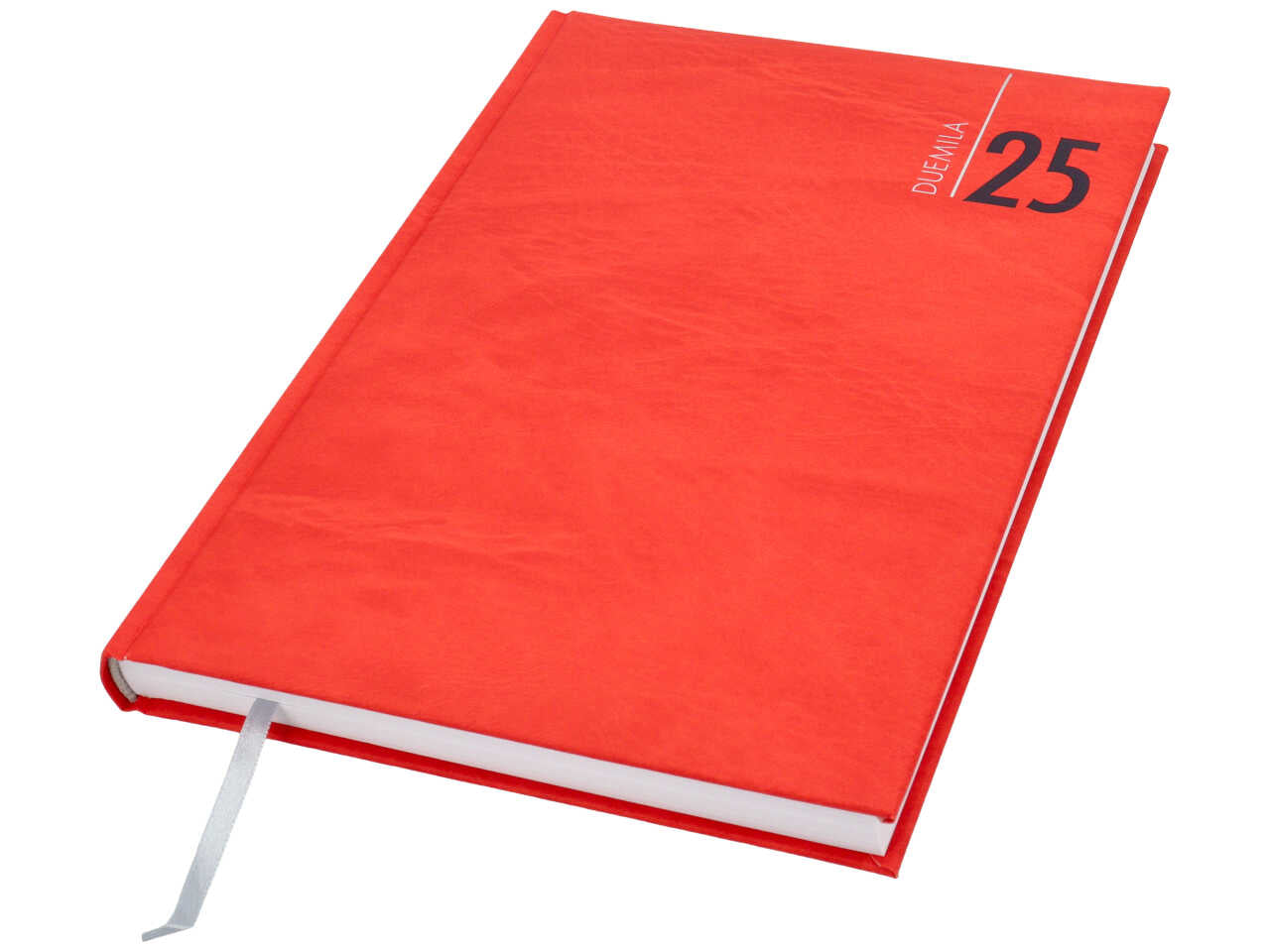 Agenda giornaliera 2025 rosso con copertina imbottita, festività e fine settimana segnalati, 17x24 cm - Gruppo Buffetti