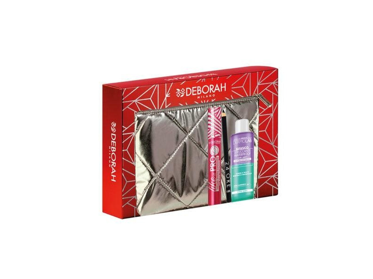 Deborah kit mascara like a pro+matita occhi24h +mini struccante bifasico+pochette