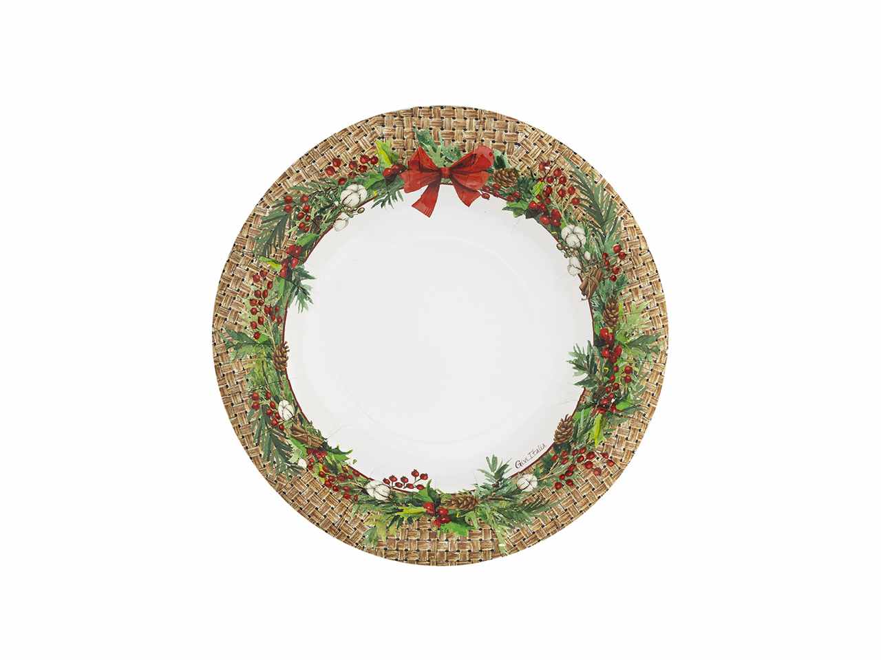 Piatti round shape cm24 rattan christmas 8 pezzi