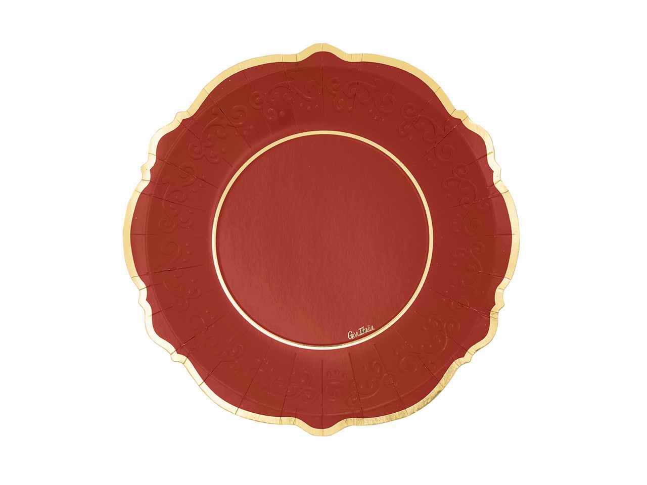 Piatti solid liberty cm.27 rosso e oro 8 pezzi