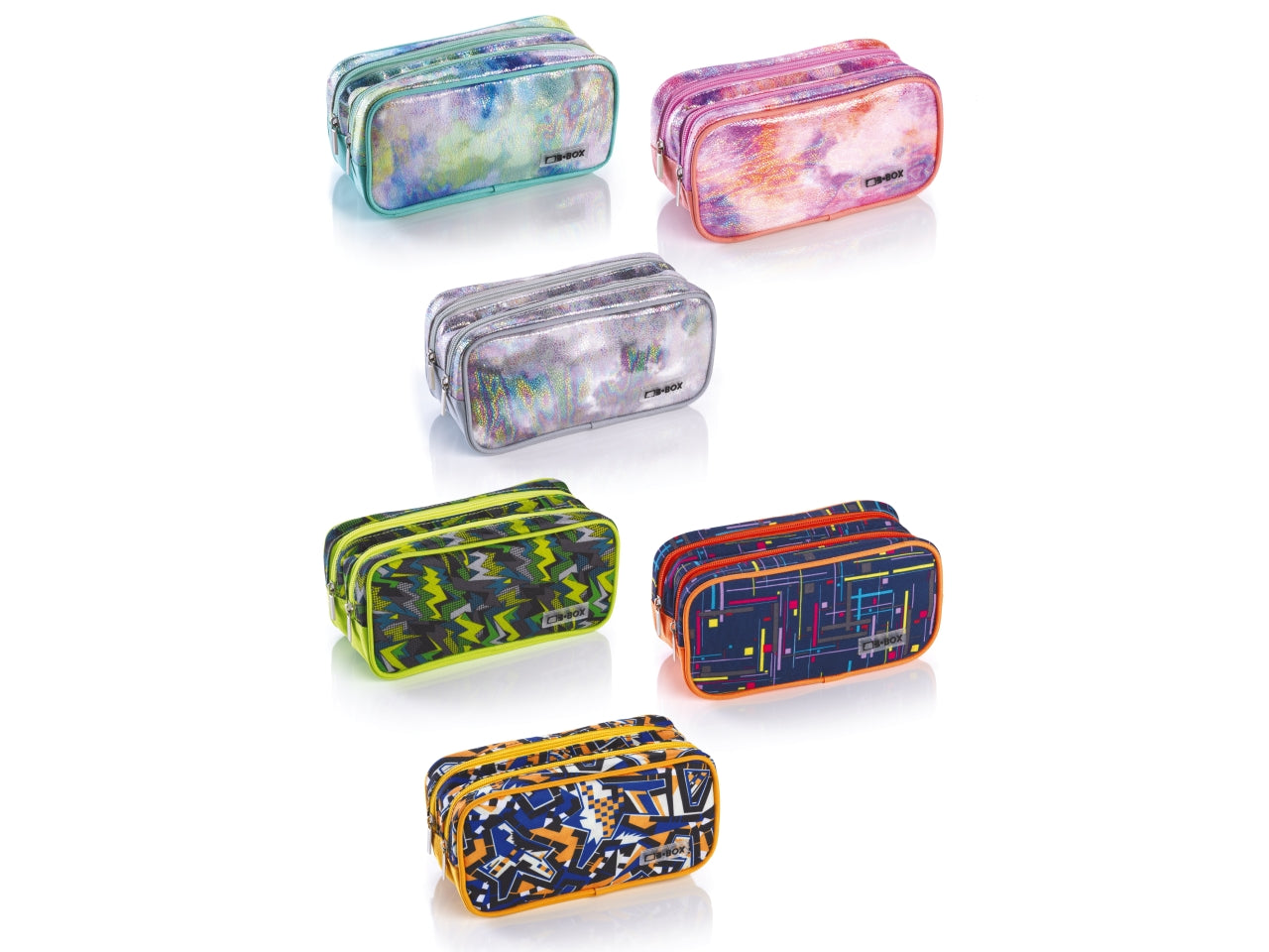 Astuccio portapenne grande assortiti in plastica 2 zip 22x10x10 cm - B Box