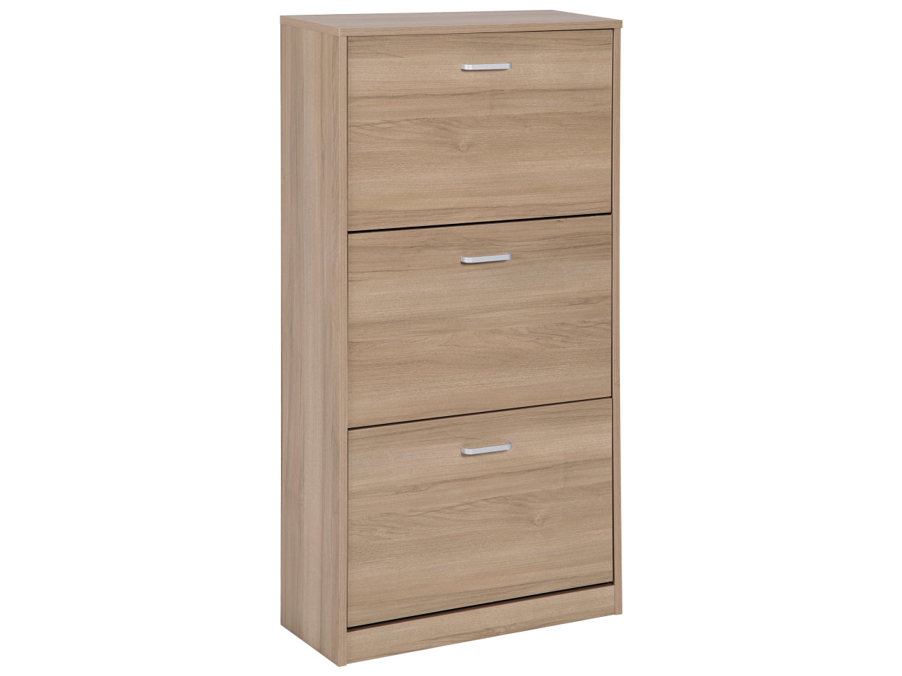 Scarpiera 3 ante ribaltabili moderno mdf melamina quercia chiaro 60x24x115 cm - Casa Collection