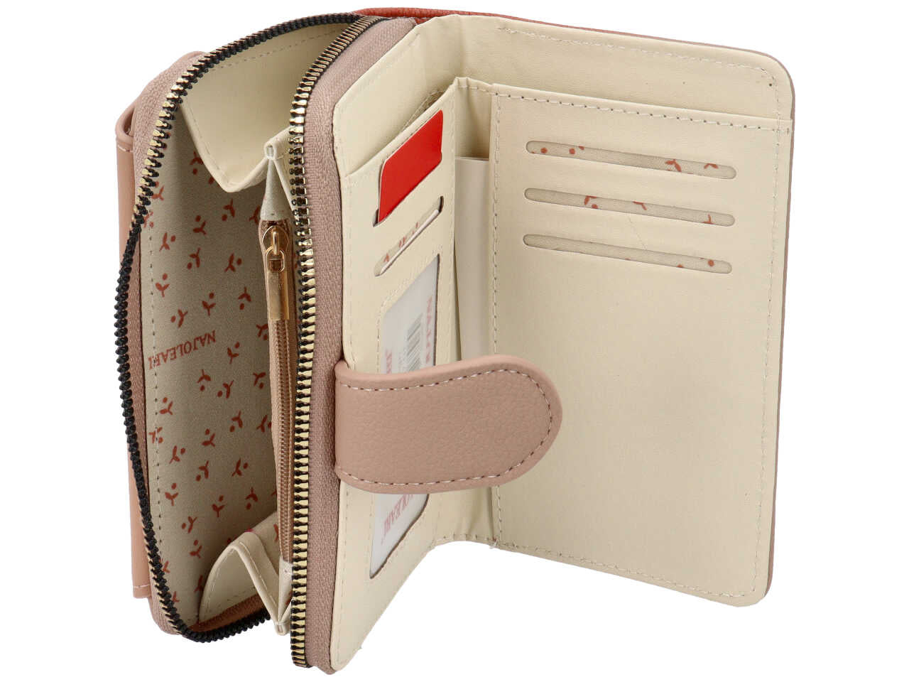 Portafoglio donna in similpelle beige sfumato, chiusura con cerniera e bottone, 10x15x3 cm - Naj Oleari