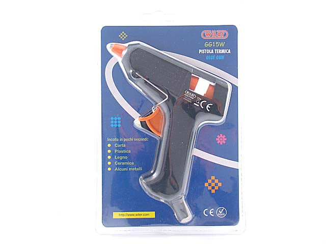 Pistola colla a caldo wiler colla a caldo 15w per colla stick da 7 mm colore nero 25x110 mm