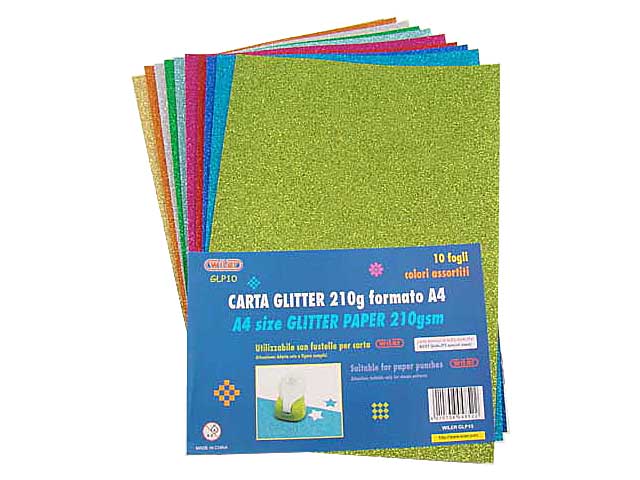 Carta glitter wiler adatta solo a figure semplici a4 210gr assortiti 21x29,7 cm 10 fogli