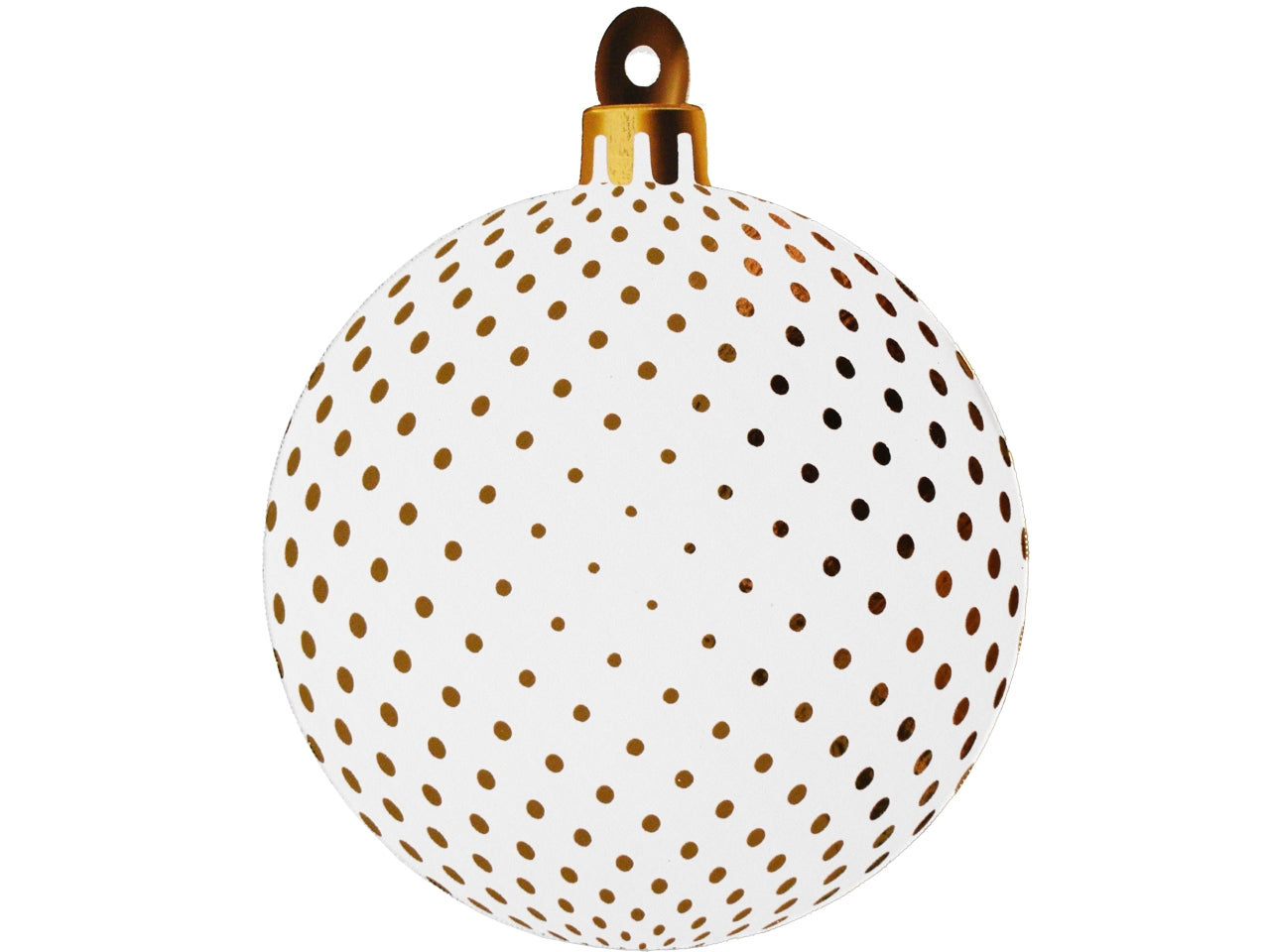 Sfera di natale bianca diametro 32cm in becks 5mm con lamina oro effetto puntinato con foro per appenderla