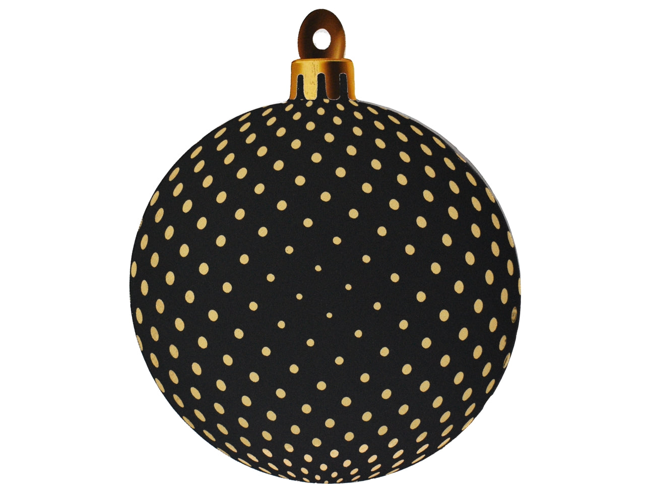 Sfera di natale nera diametro 32cm in becks 5mm con lamina oro effetto puntinato con foro per appenderla