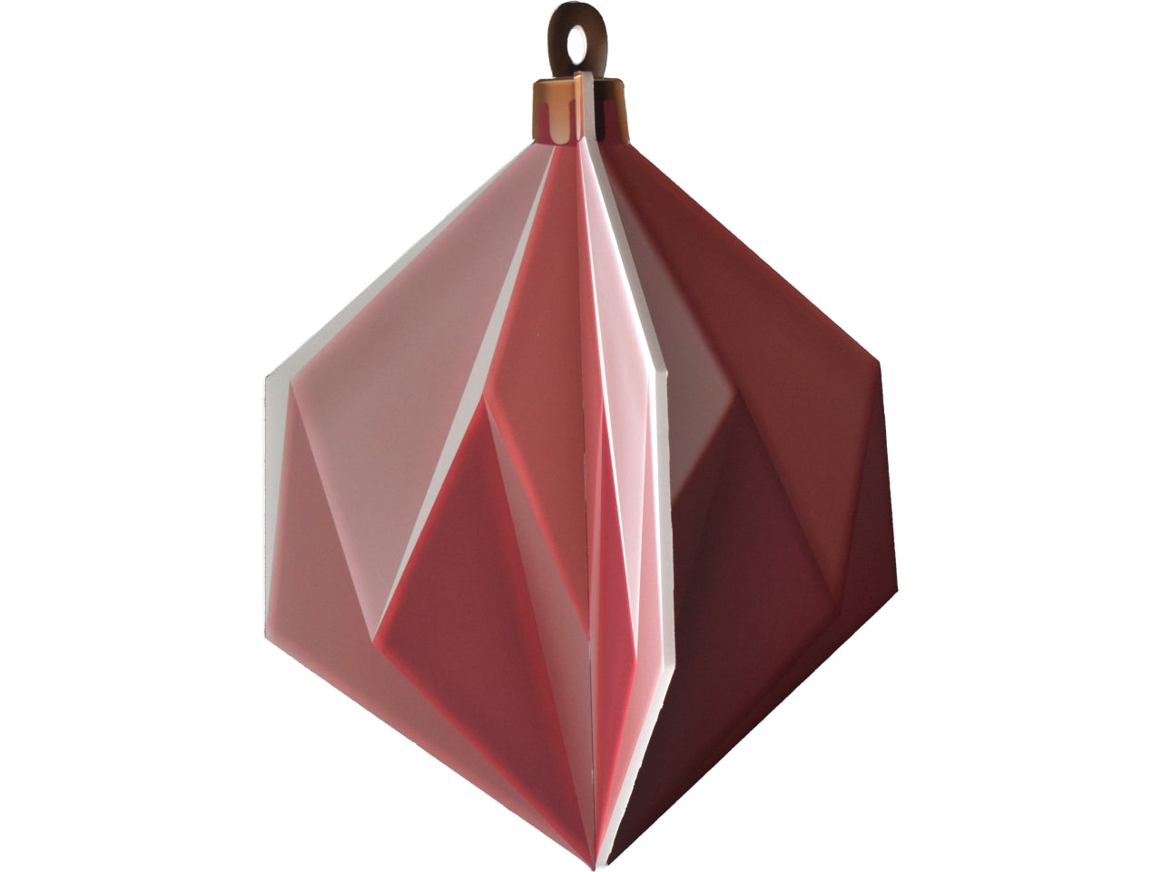 Decorazione crystal di natale 3d 30x41cm rosa in becks 5mm con foro per appenderla