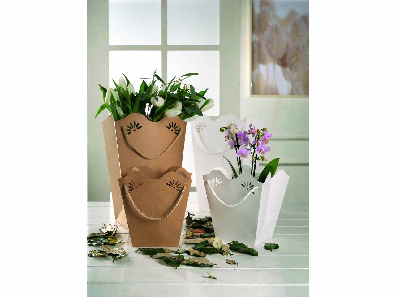 Shopperpot daisy 24x35+15x15cm bianco