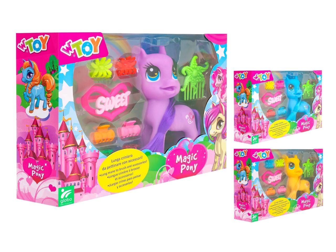 Wtoy playset pony con accessori in 3 colori