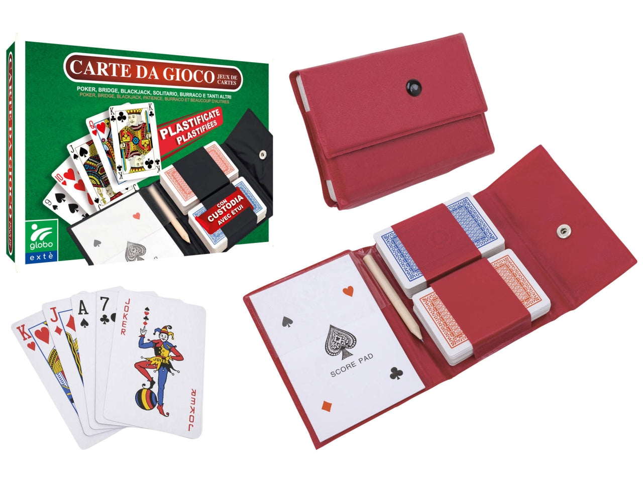Globo exte' carte da poker 2 mazzi con astuccio