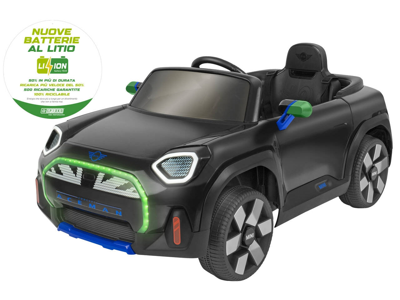 Auto mini aceman 12v 2.4ghz con radiocomando nera