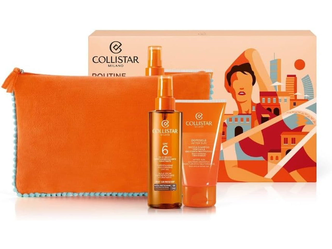 Collistar kit solare, pochette con olio superabbronzante Spf 6+ e doccia shampoo doposole 150 ml