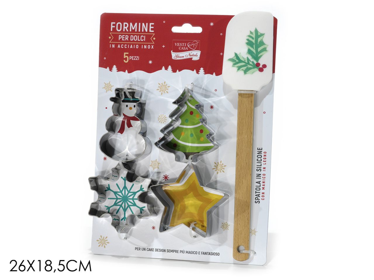 Formine natalizie in acciaio con spatola - la confezione comprende 4 formine