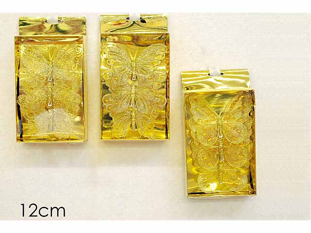 Farfalle set da 3 pezzi con mollettina 12cm oro 4 assortimenti