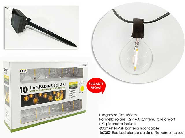 Catena con 10 lampadine led solari