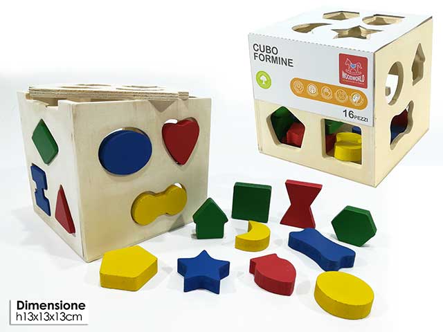 Gioco cubo c/formine legno   539714