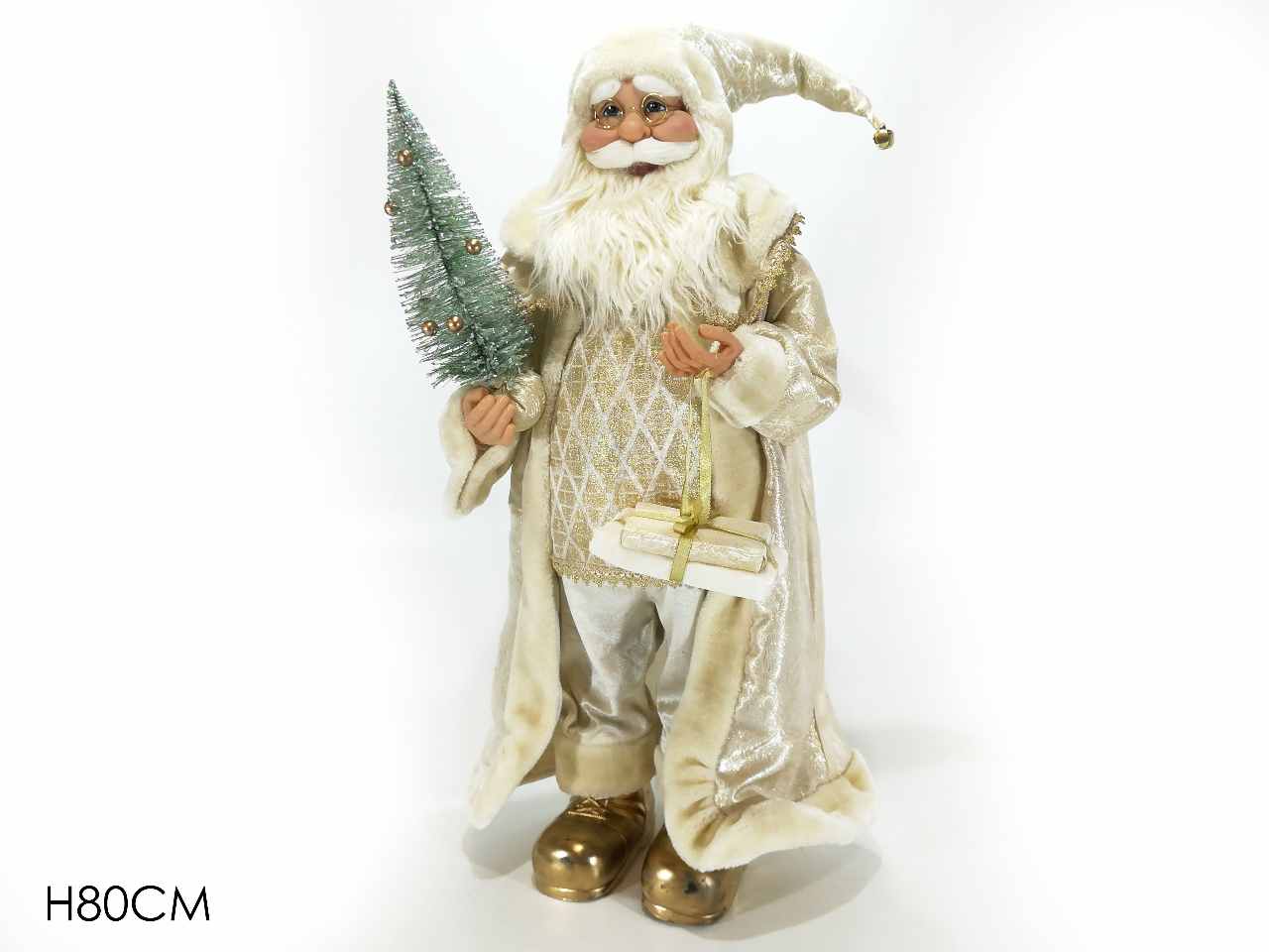 Babbo natale h.80cm con pacco oro