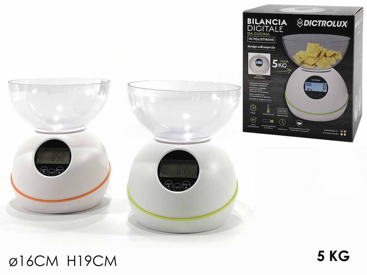 Bilancia da cucina digitale 5kg 2 assortimenti